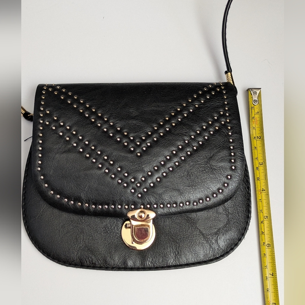 Cute Black Studded Cross Body Bag Purse Bohemian Grunge Goth Casual - Picture 10 of 14